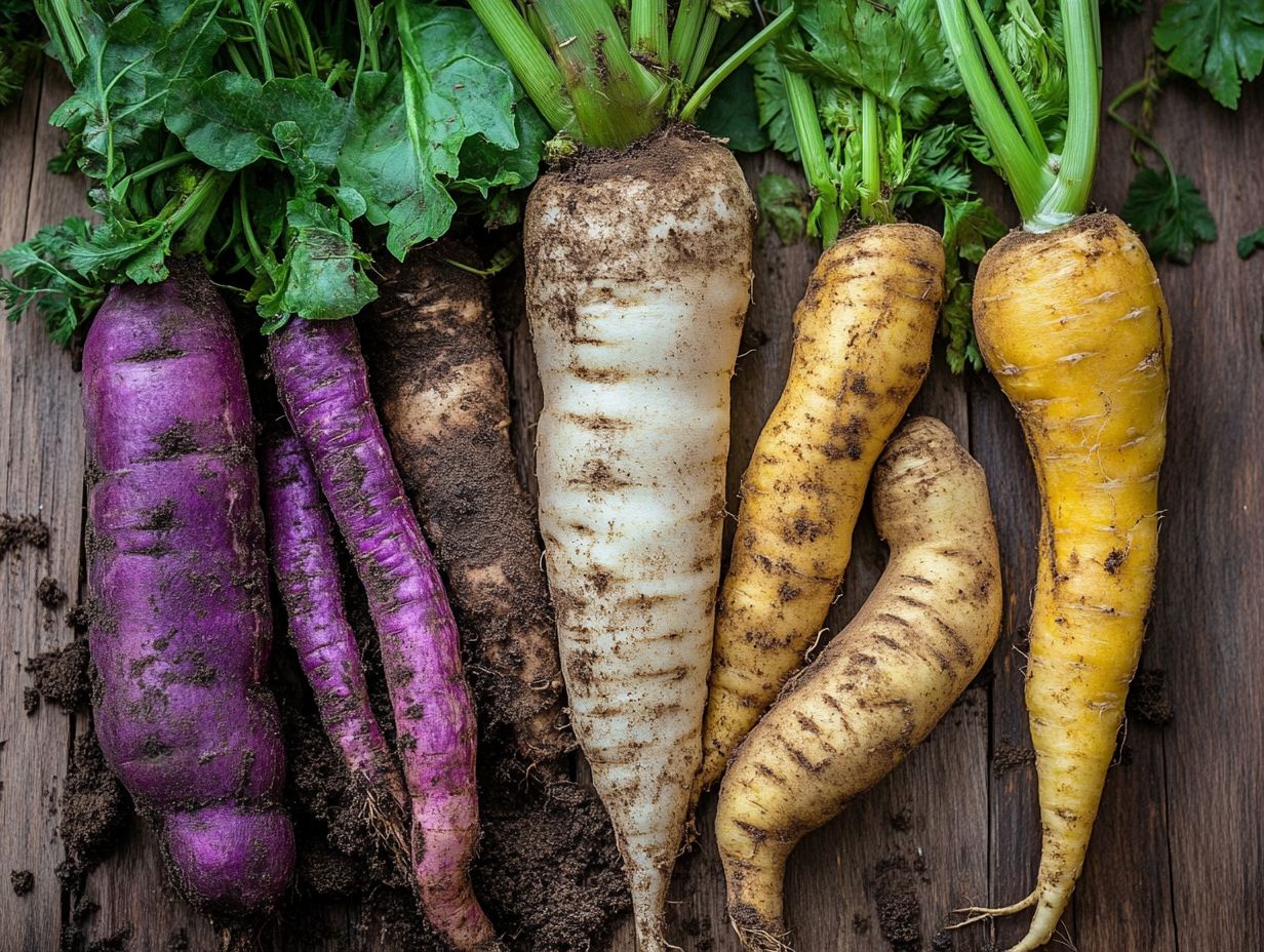 Colorful edible roots for nutritious meals