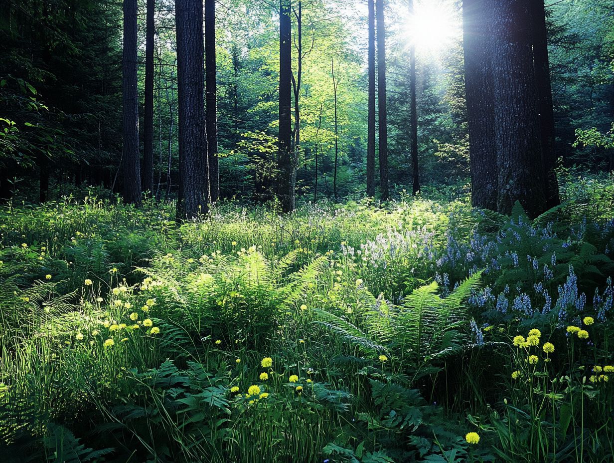 Image showcasing key takeaways about edible plants in North America's forests.