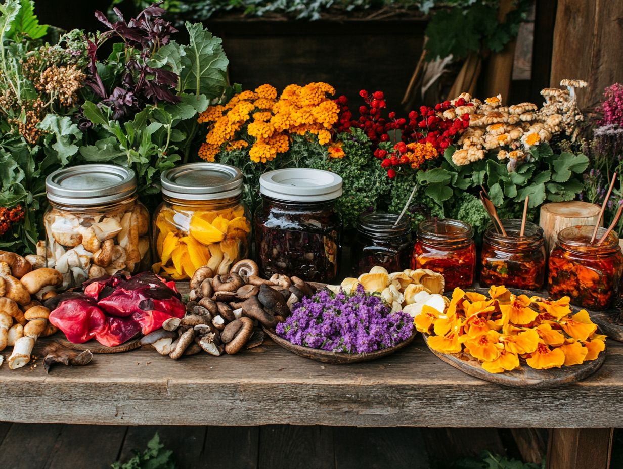 A collage of summer foraged ingredients