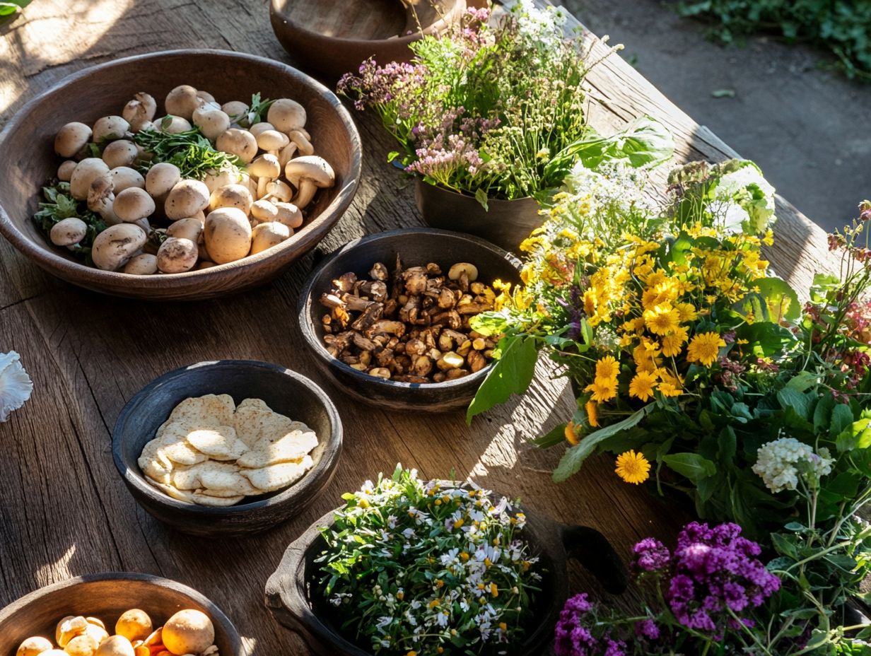 A beautiful display of summer foraged ingredients in a vibrant dish.