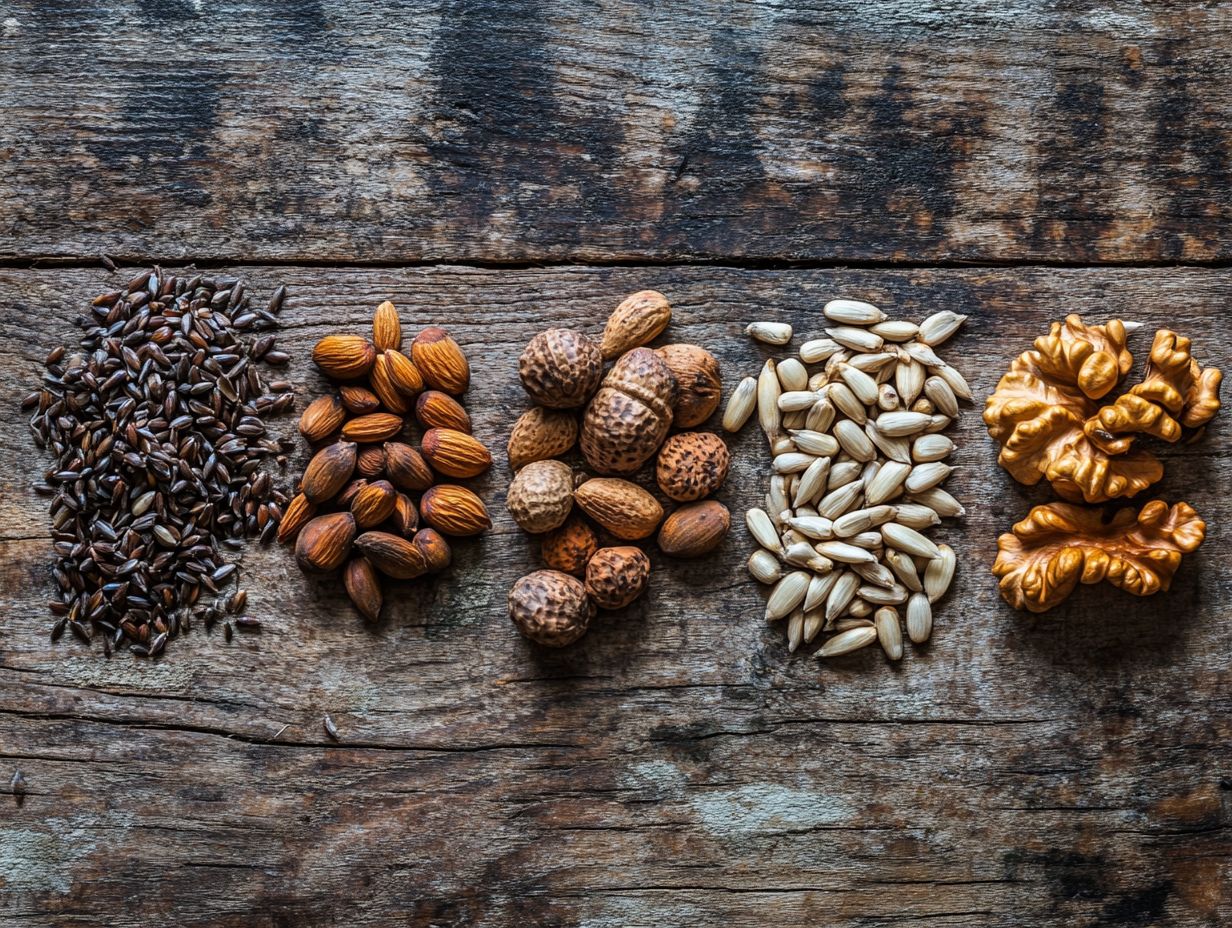 Visual guide to key takeaways on wild nuts and seeds.