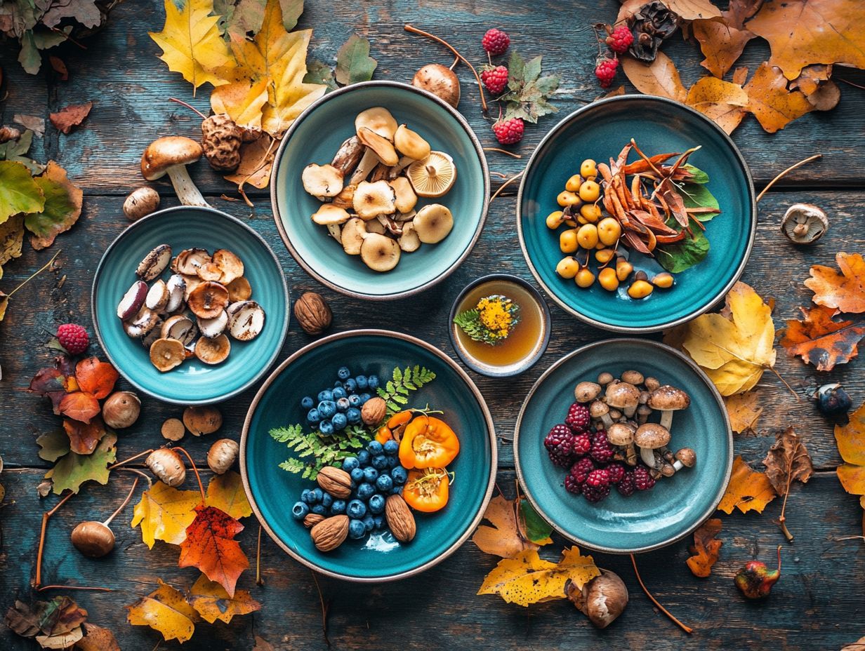 A variety of wild edibles found in nature