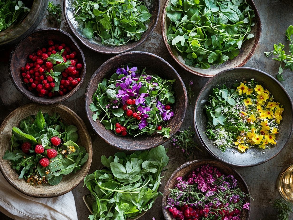 Fresh Purslane and Watercress Salad with colorful garnishes