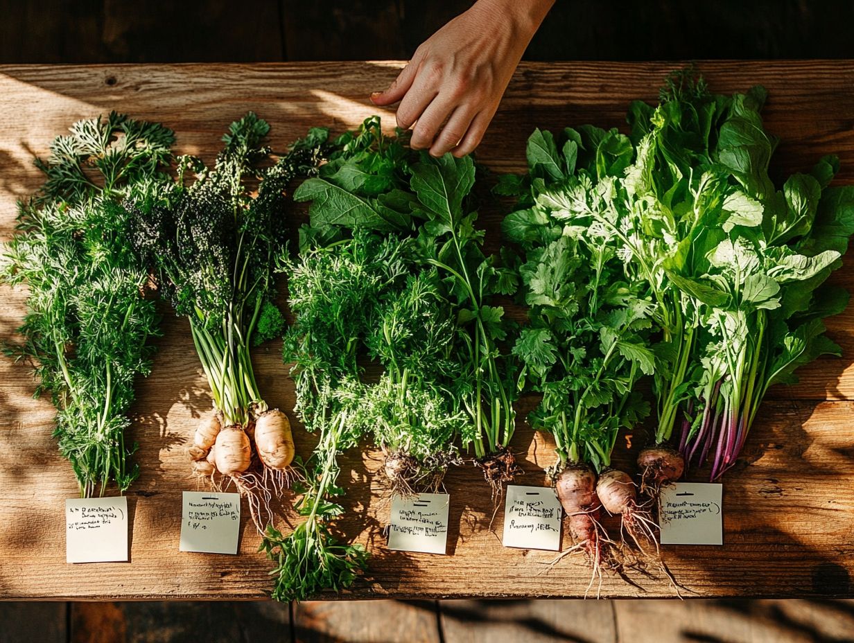 Image depicting various wild vegetables that may be misidentified.