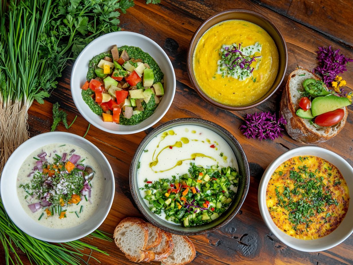 A delicious spread of dishes featuring wild chives.