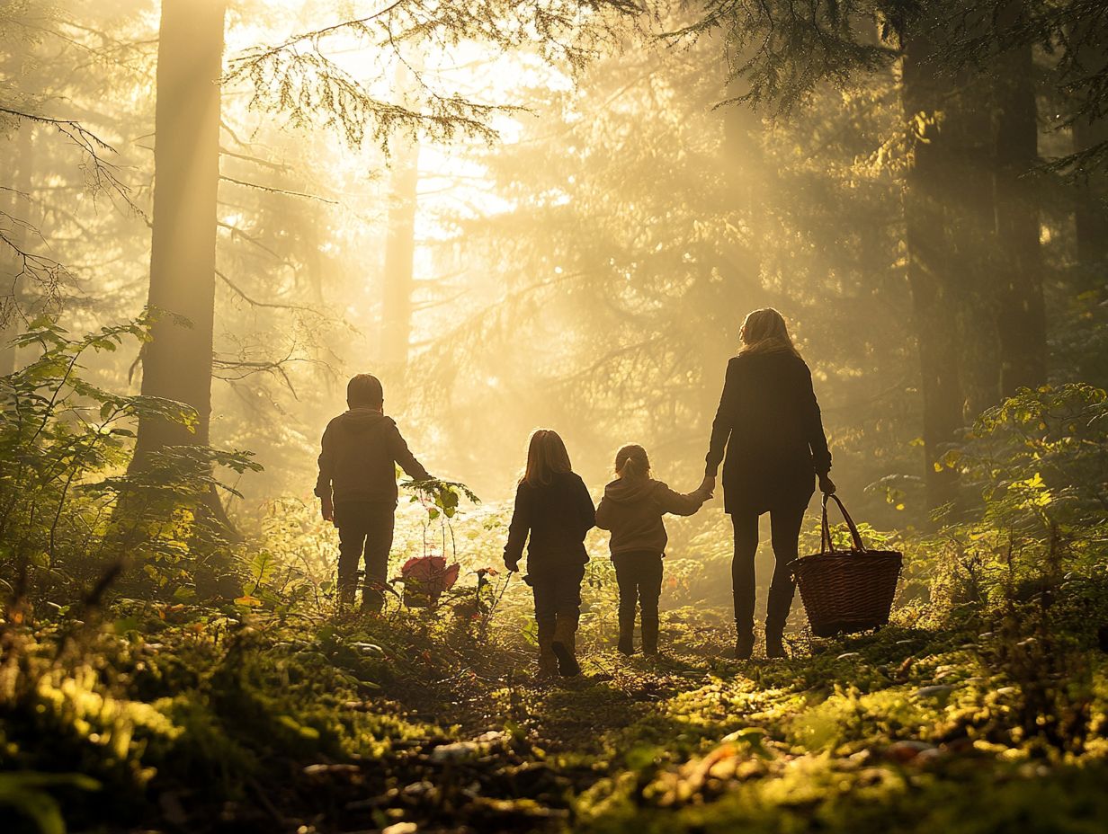 Family enjoying a fun foraging activity in nature