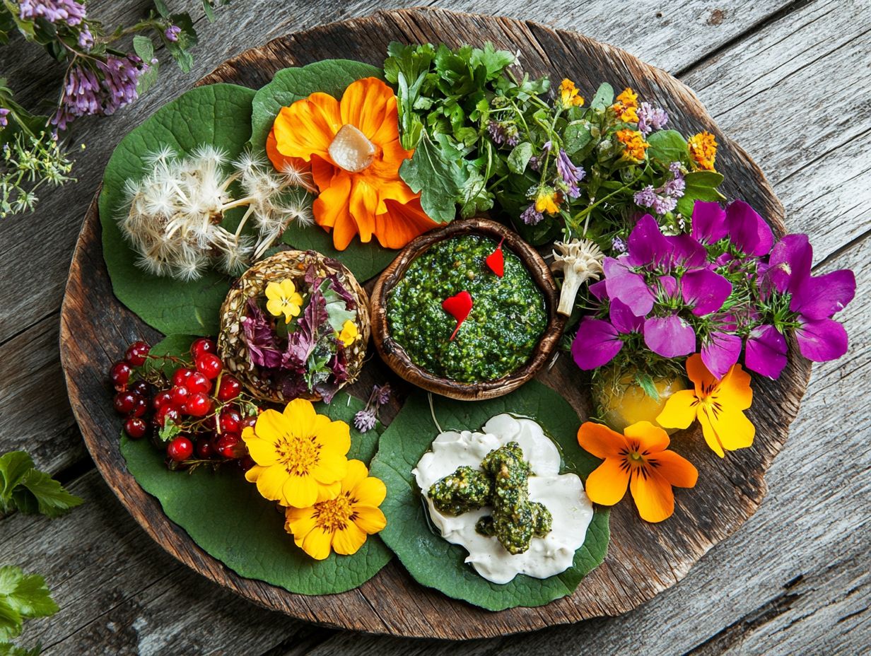 A collection of wild edible appetizers