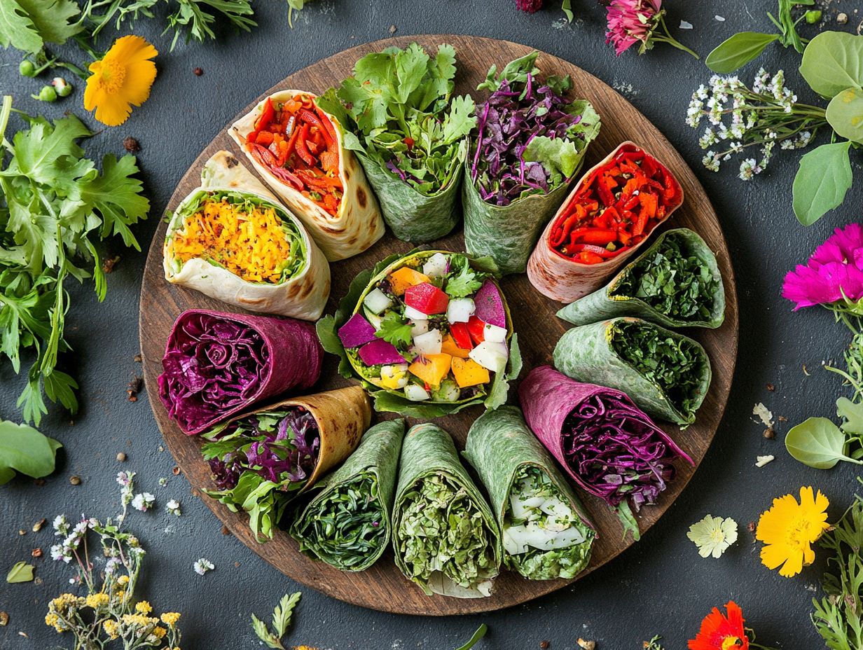 Colorful wild edible wraps from various cultures