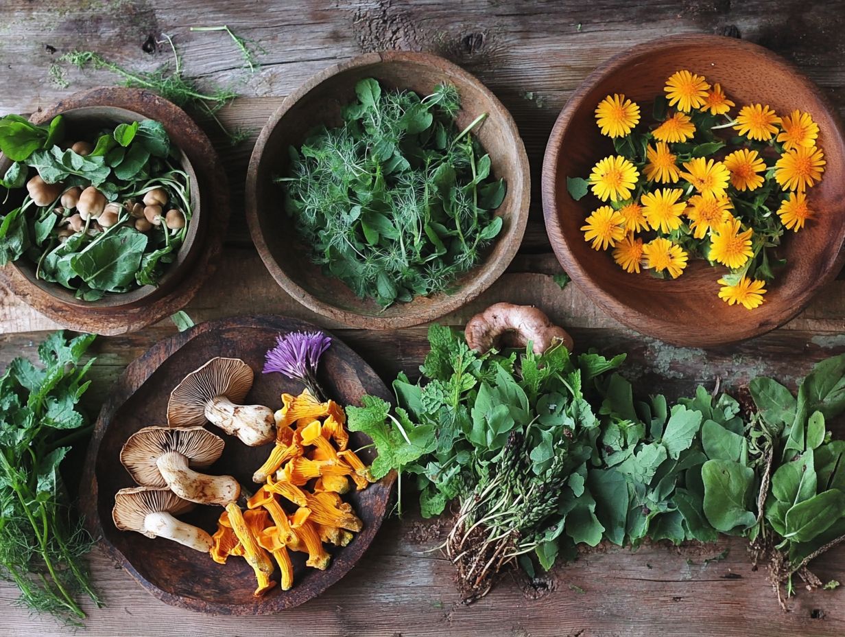 Image of wild edibles used in cooking with nutritional benefits highlighted.