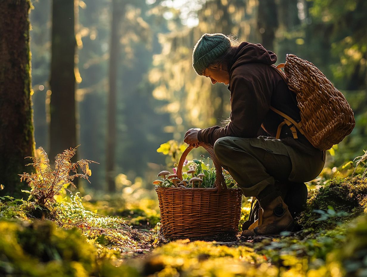 Illustration of essential foraging tools and gear