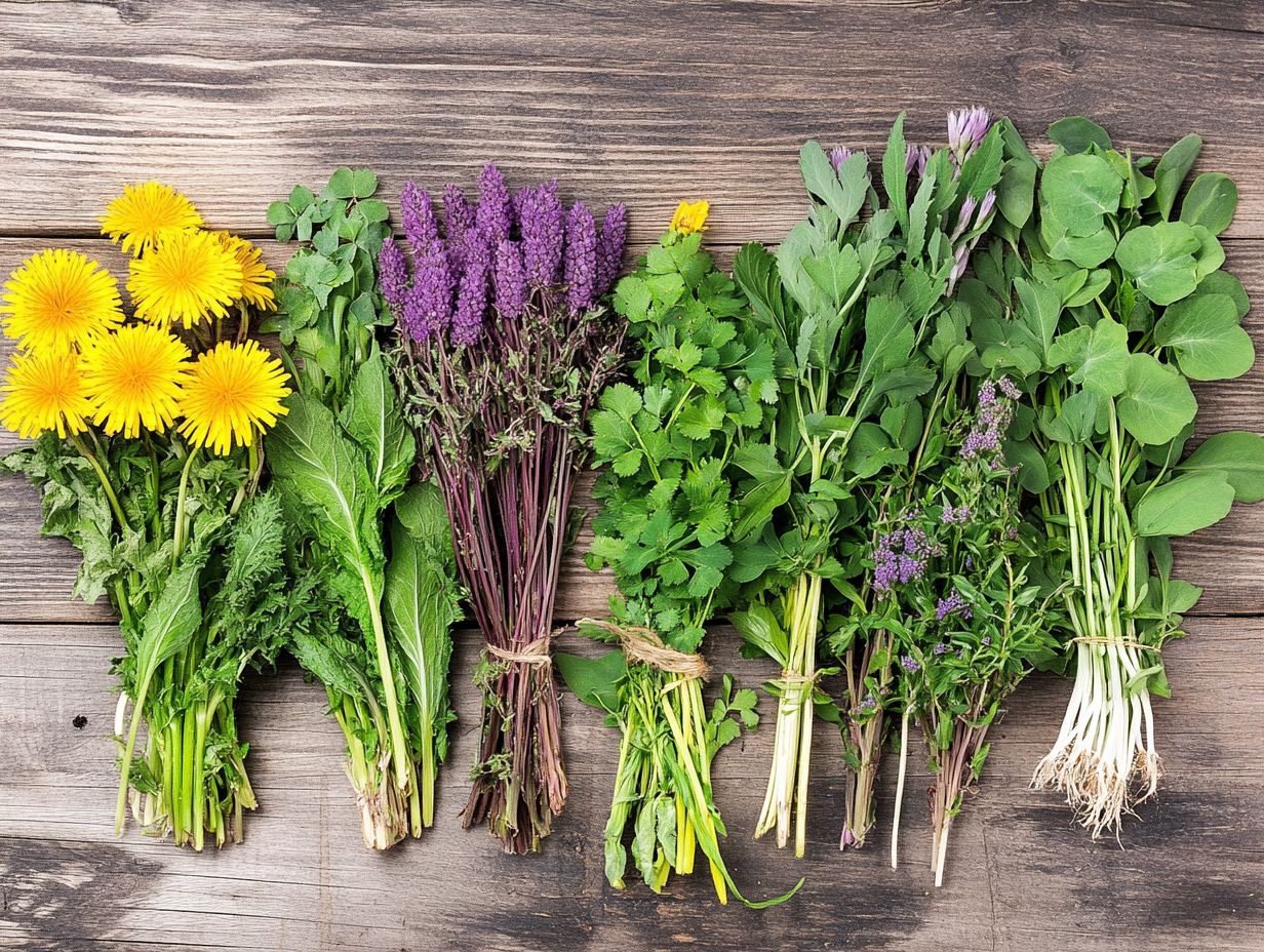 A variety of wild edible plants found in North America