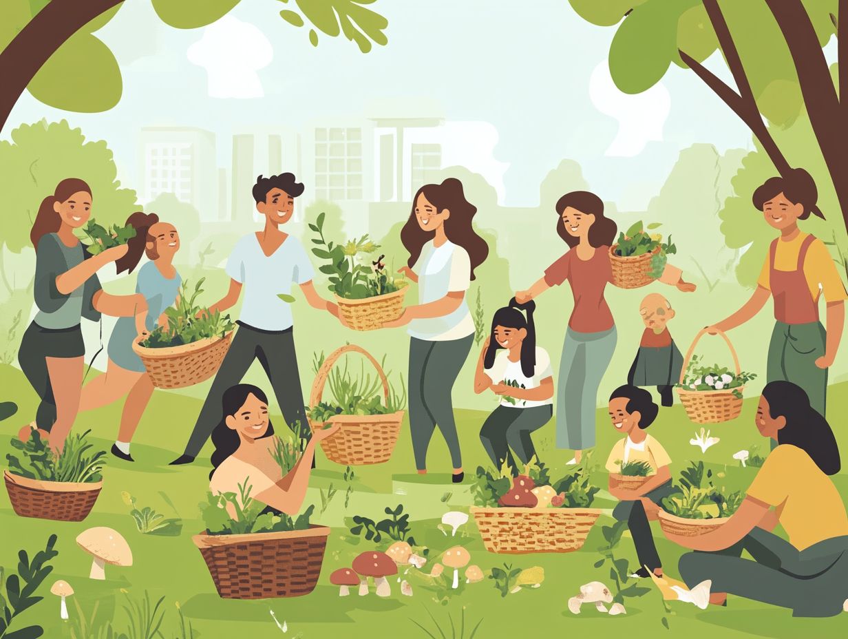 Community foraging promotes sustainable practices in urban settings.