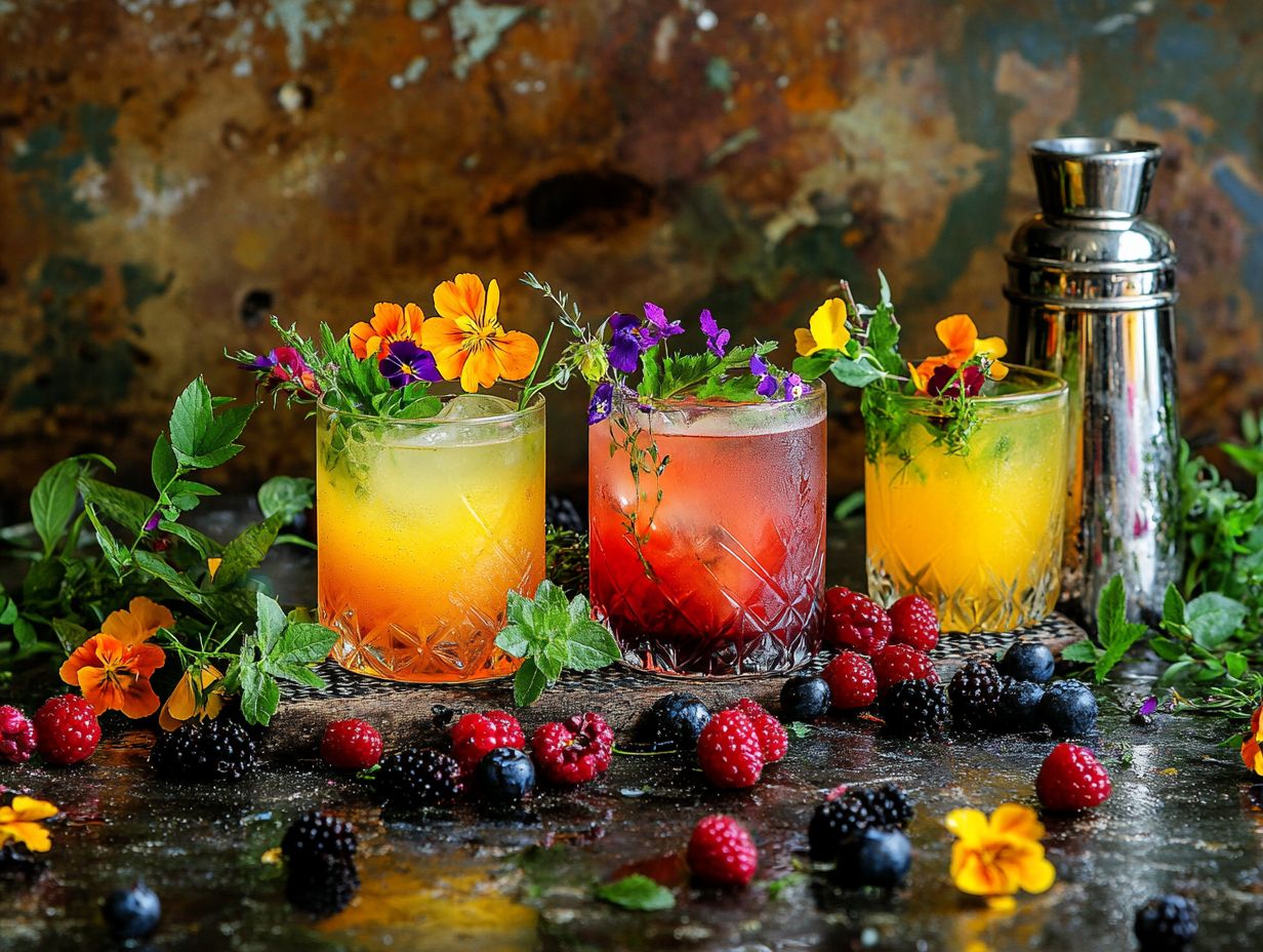 A variety of wild ingredients used in cocktails