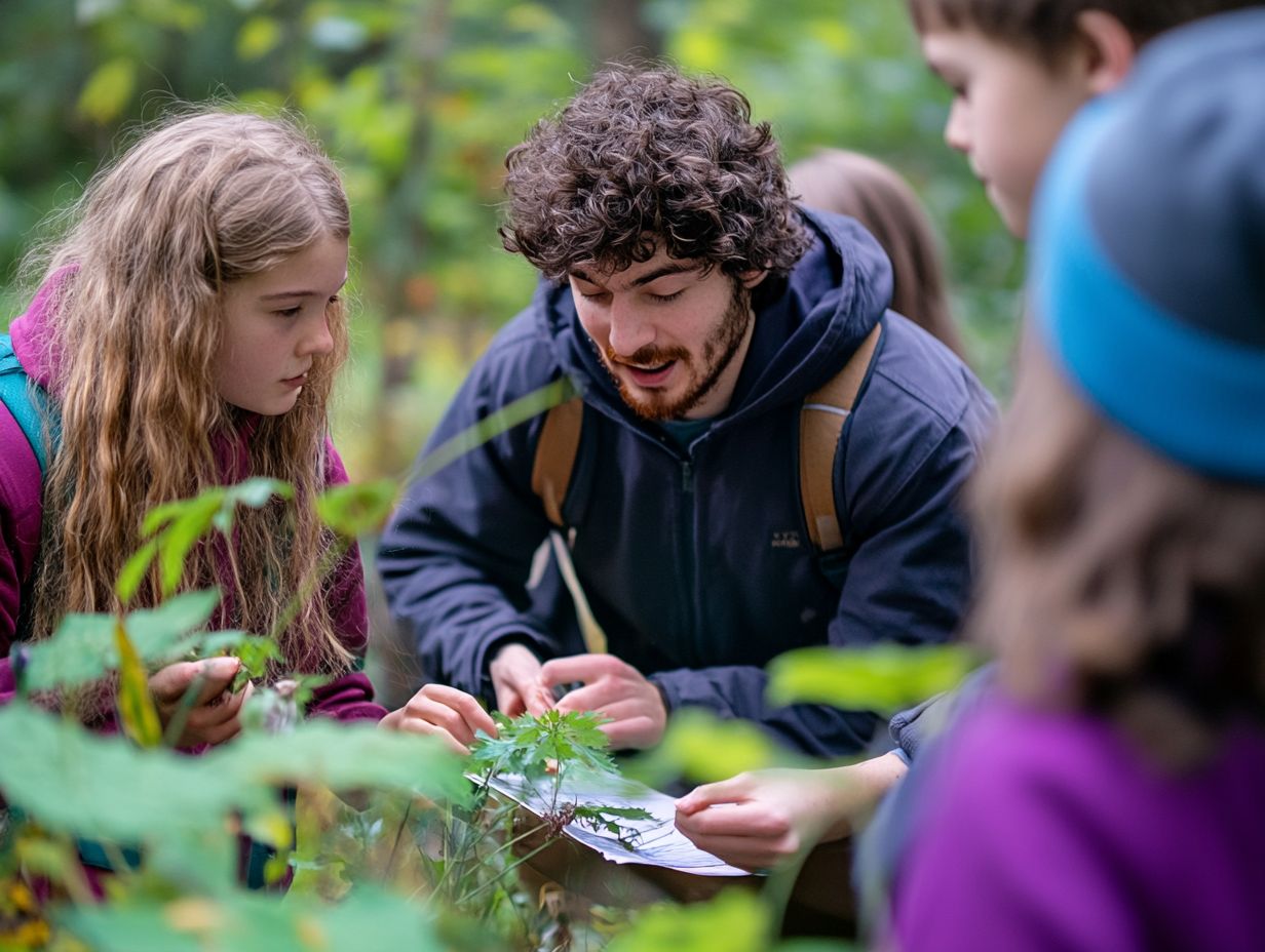 Students learning about the importance of foraging for food.