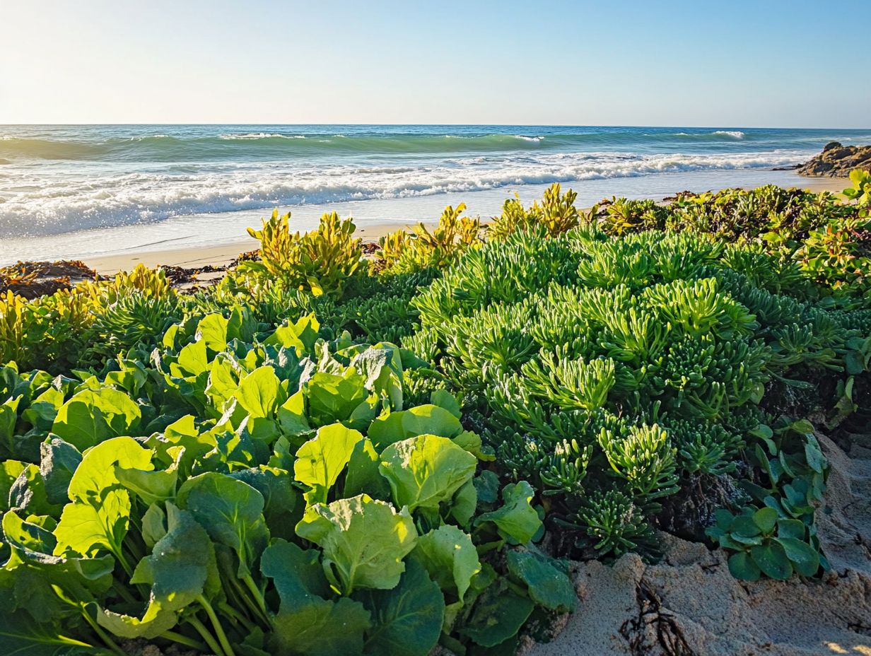 A variety of edible plants found in coastal ecosystems