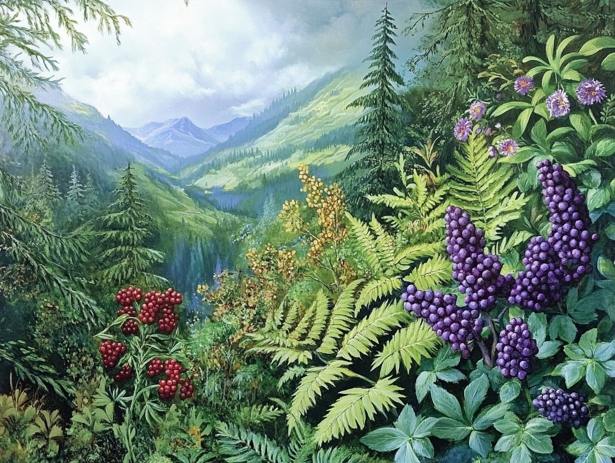 An illustration of edible plants from the Pacific Northwest