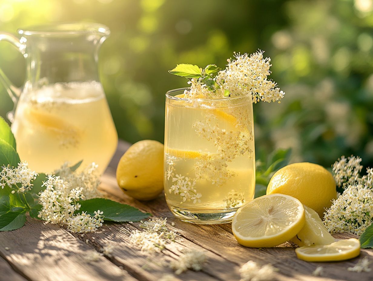 An image illustrating key takeaways about elderflower cordial.