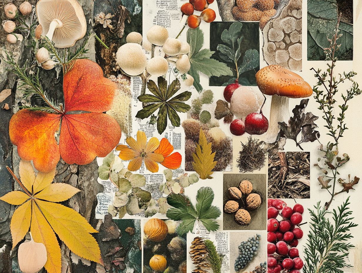 Illustration of various foraging techniques suitable for winter