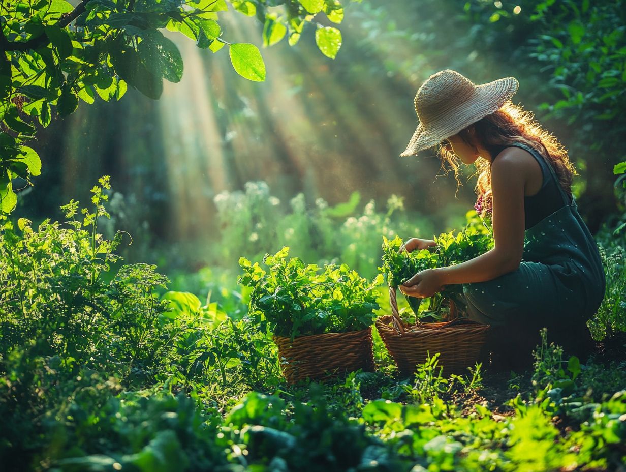 An assortment of foraged medicinal plants and their uses.