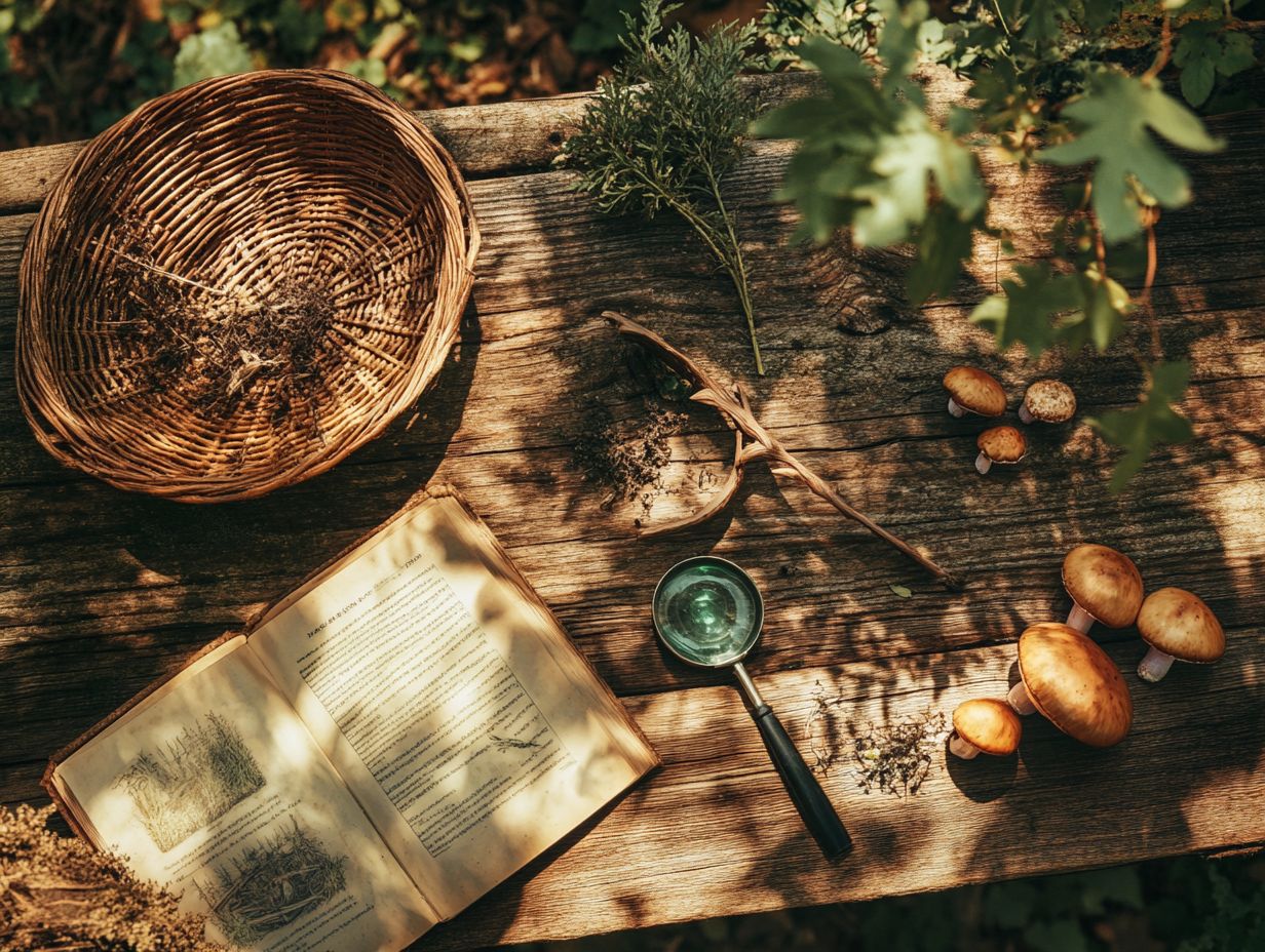 Illustration depicting essential foraging tools