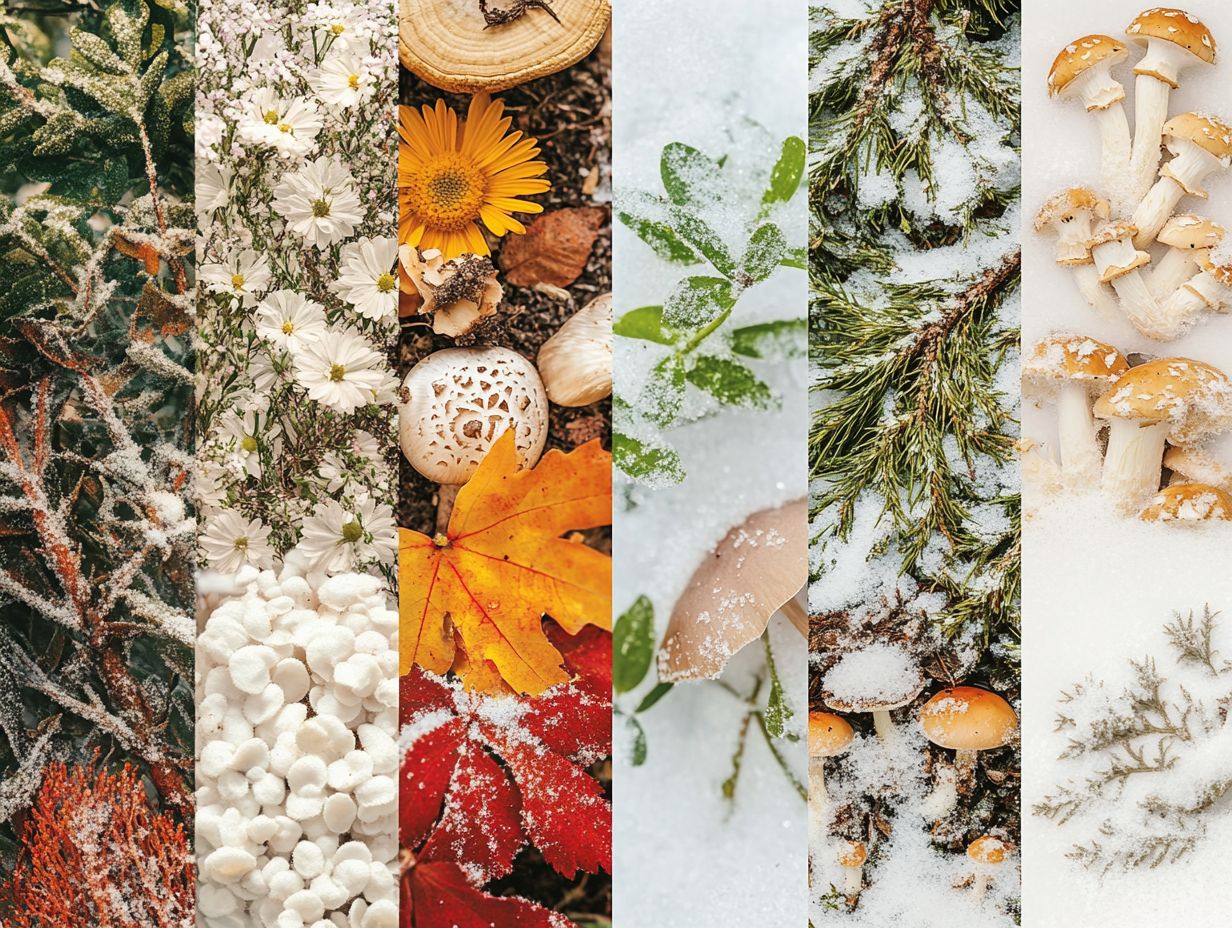 A variety of tools used for foraging different seasons' plants.