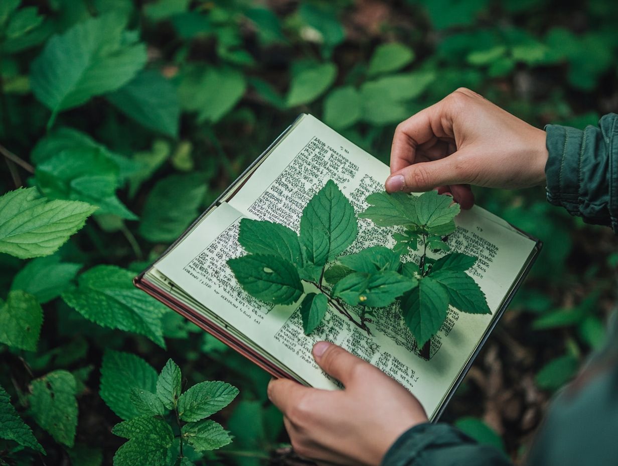 Illustration showing how to identify toxic plants while foraging.