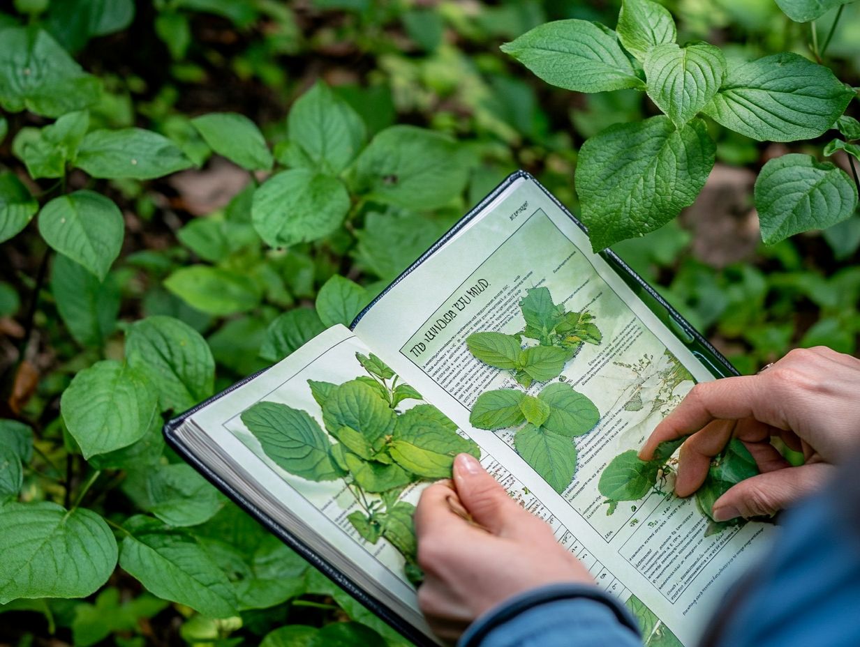 A visual guide to identifying safe versus toxic plants while foraging.