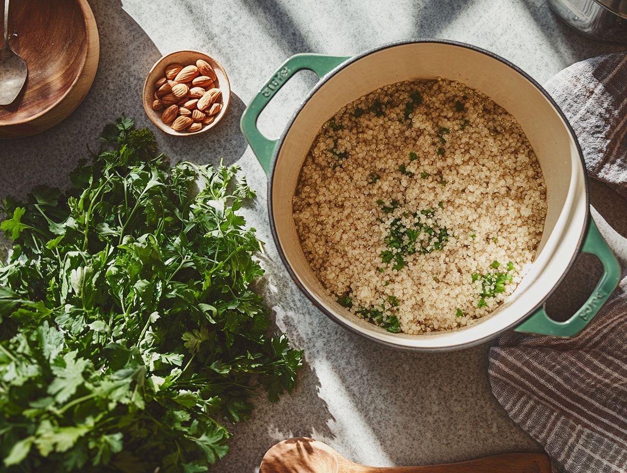 A plate of quinoa with foraged greens