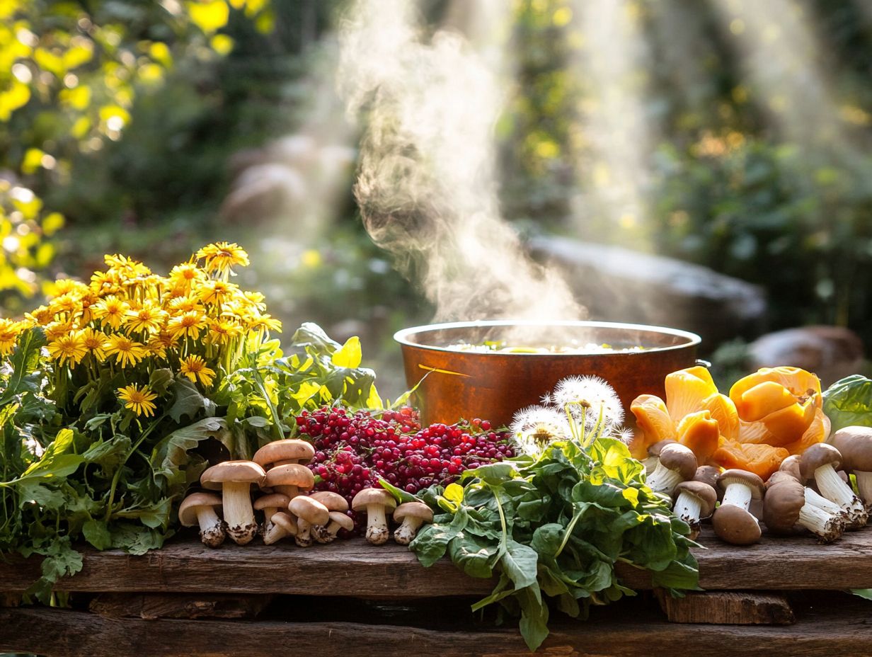 A person cleaning foraged edibles