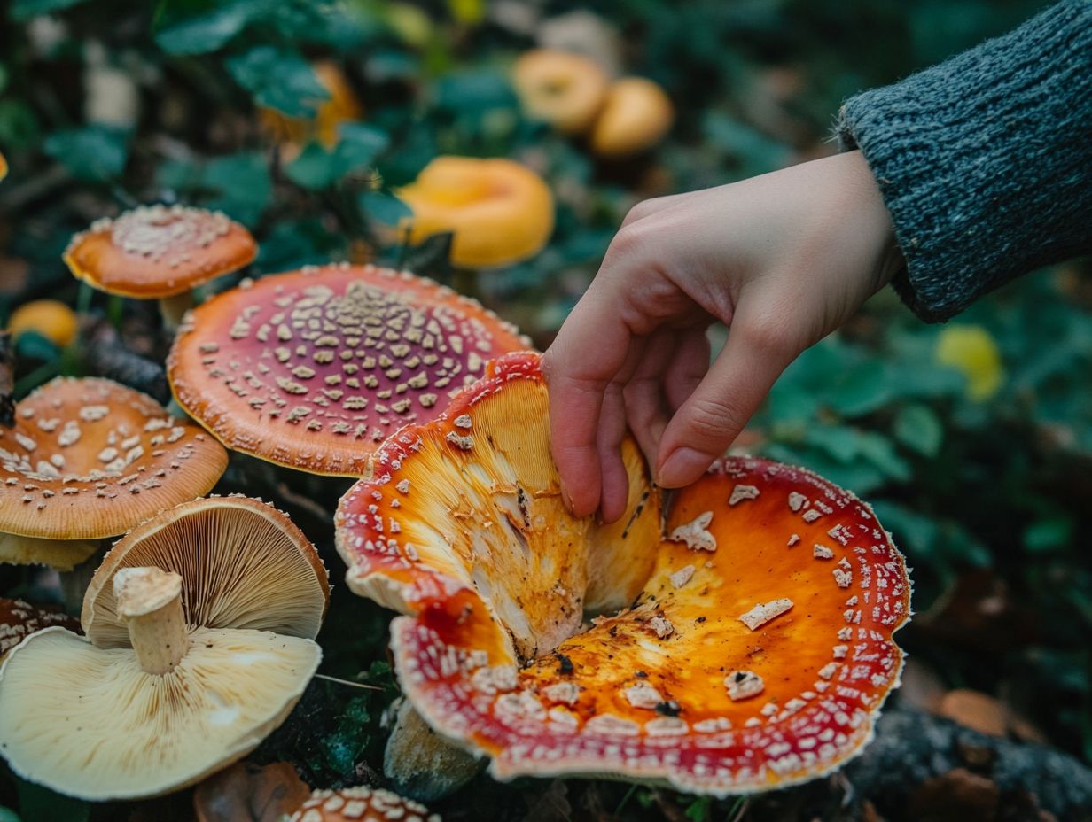 A visual guide to identifying edible mushrooms safely.