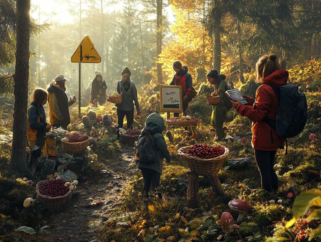 A group of people participating in a foraging event, exploring nature together.