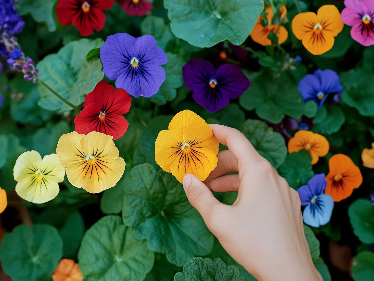 A variety of edible flowers in a backyard