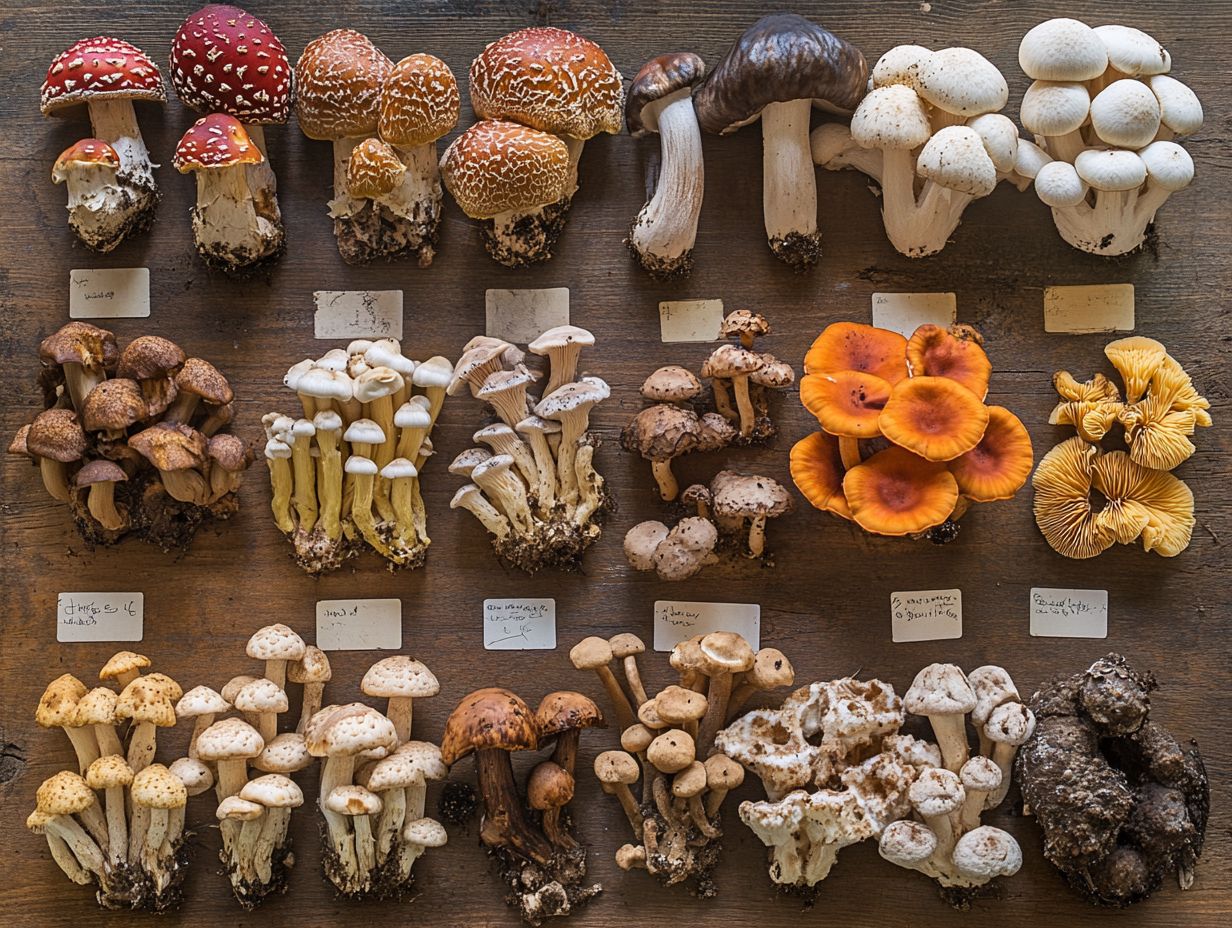 Image showing different growth patterns of edible fungi