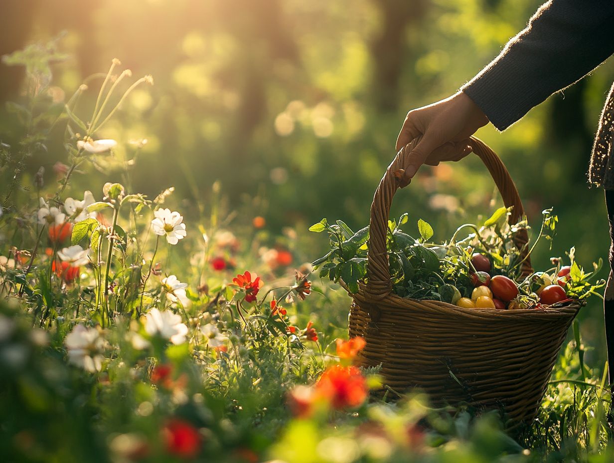 A variety of edible plants and fungi found in Spring, showcasing nature's bounty.