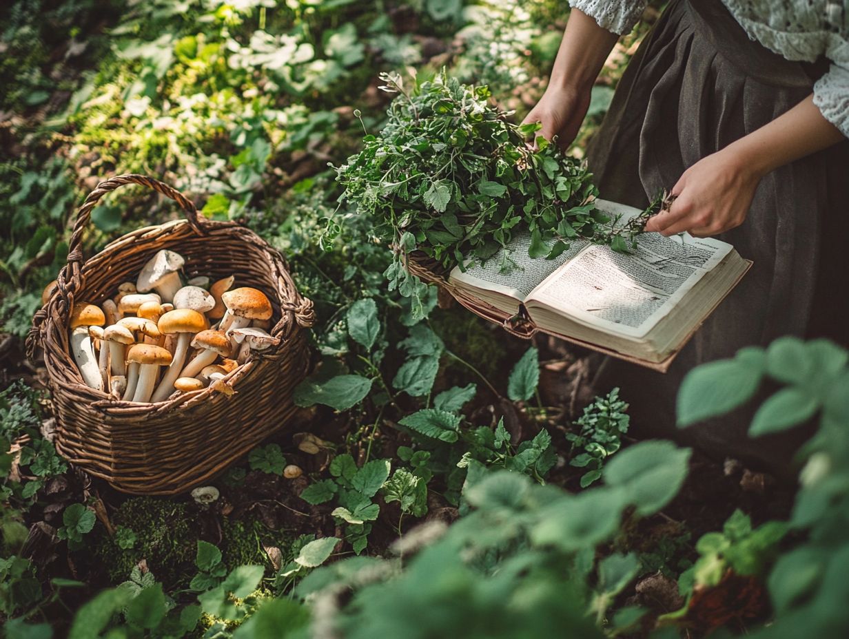 Beautiful assortment of wild edibles for foraging