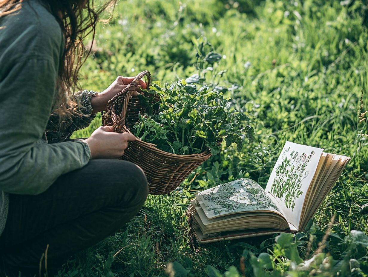 Illustration of spring foraging edibles for beginners