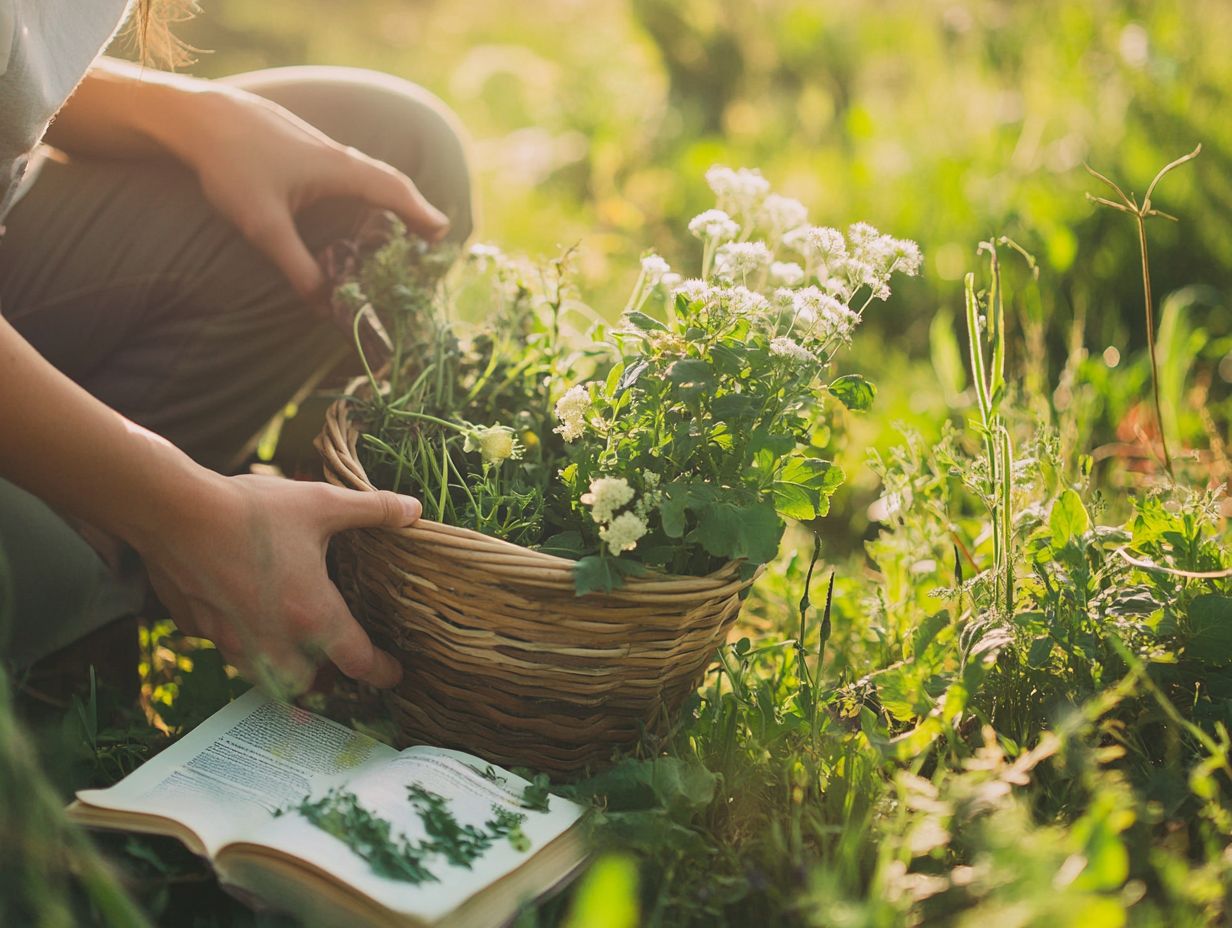 Beautiful spring landscape showcasing edible plants for foraging.