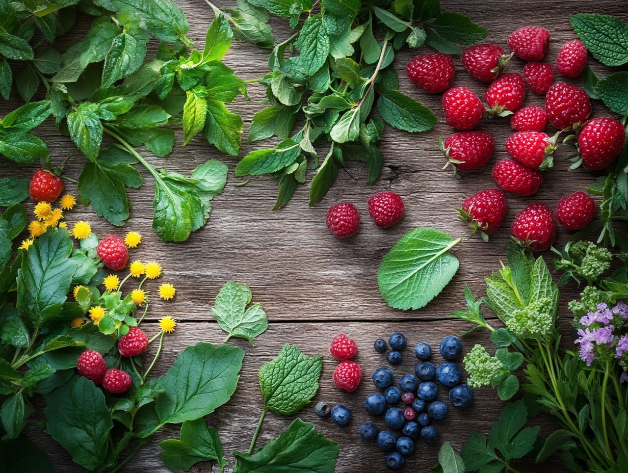 A variety of summer edible plants that can be foraged.