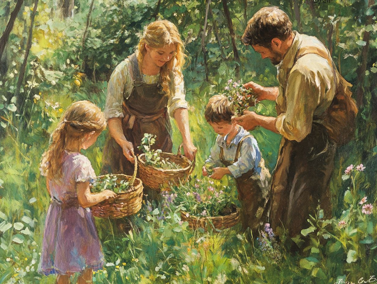 Families enjoying a foraging adventure in nature