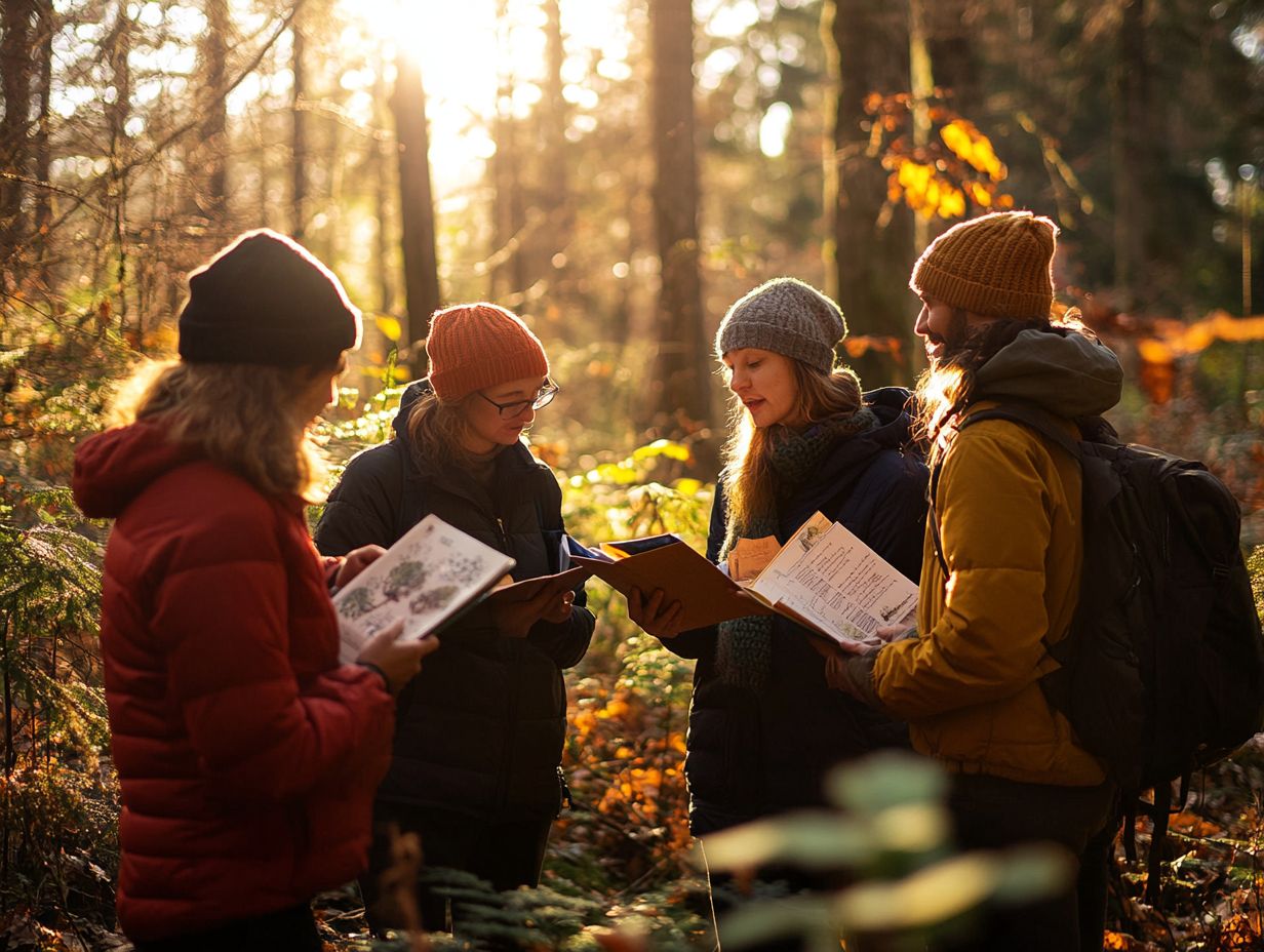 Responsible foraging practices for sustainable harvesting, showcasing vibrant ecosystems.