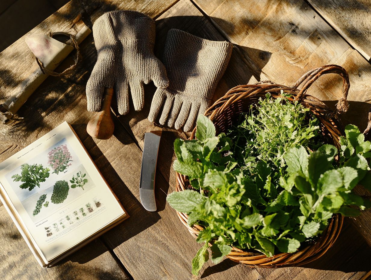 Image showing key tools for foraging edible plants