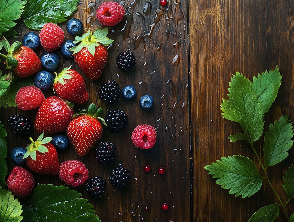 A colorful assortment of various edible berries.