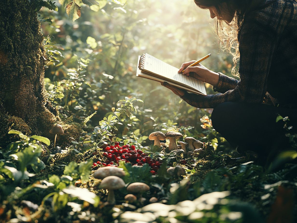 A person taking field notes during foraging.