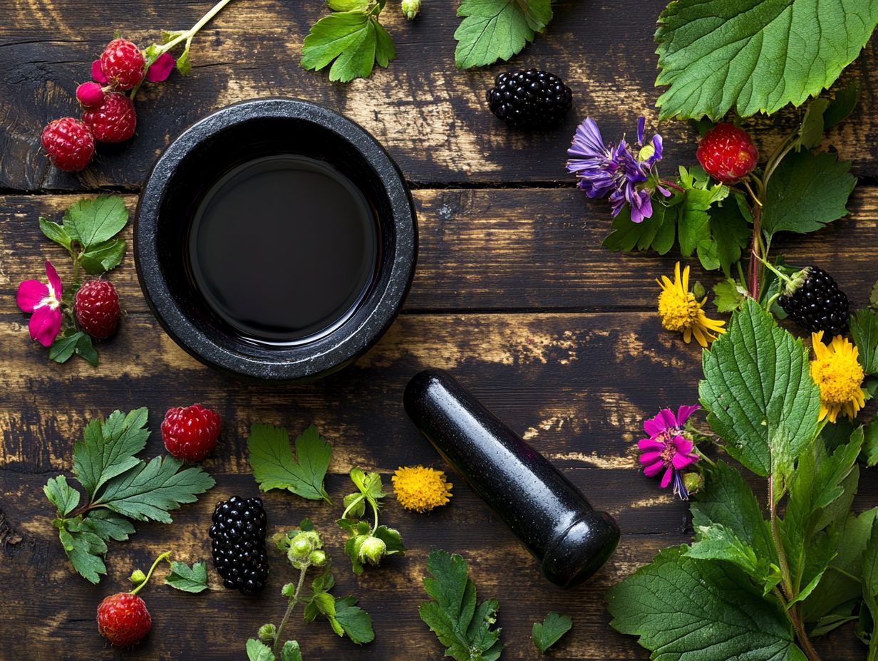 An assortment of wild edibles used in sauces.