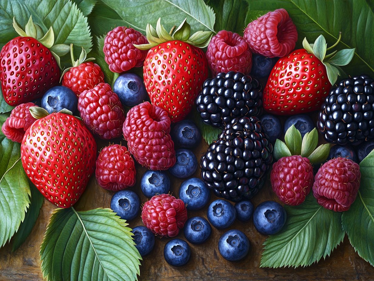 An array of common edible berries