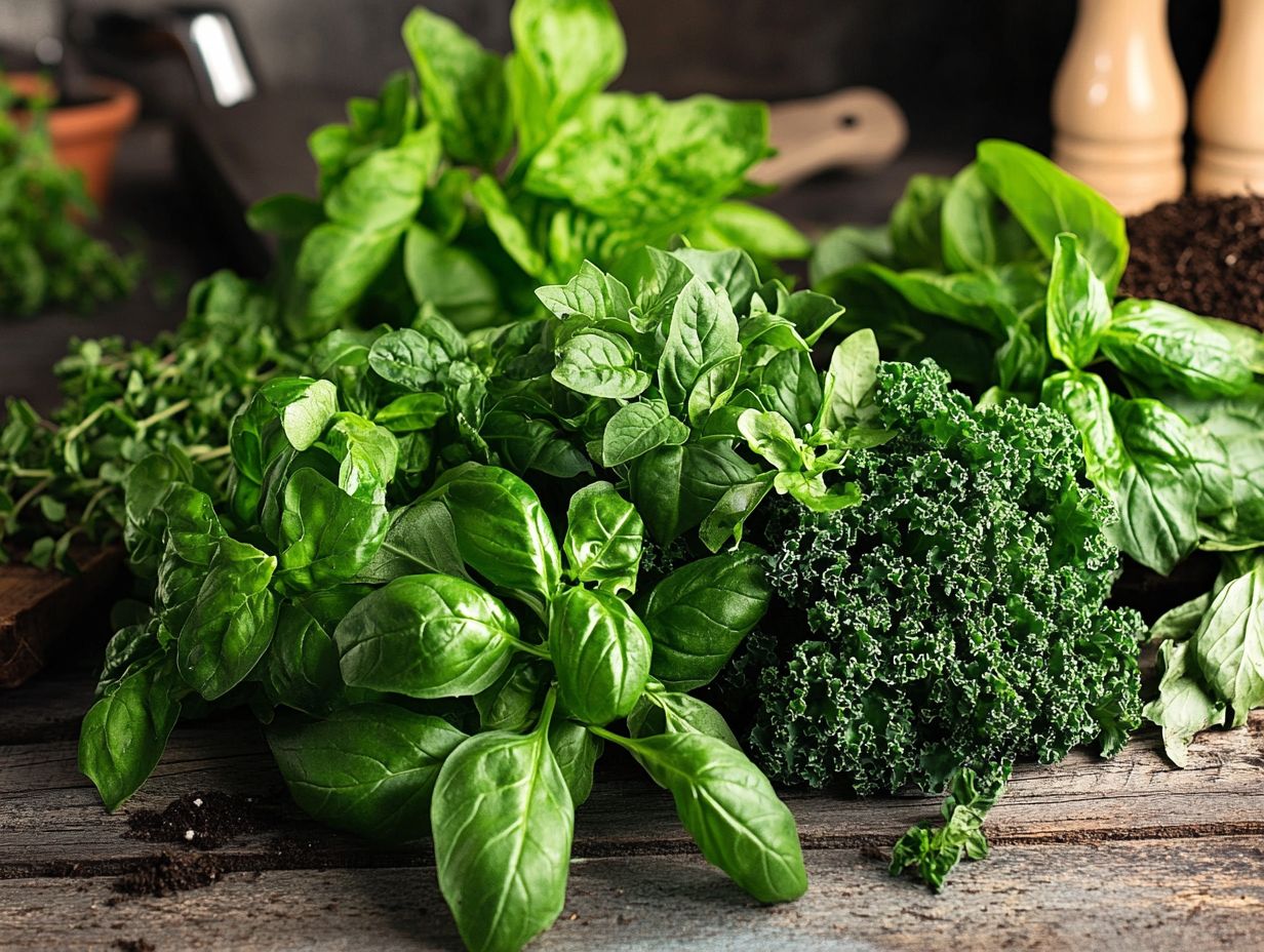 A variety of safe and edible leaves