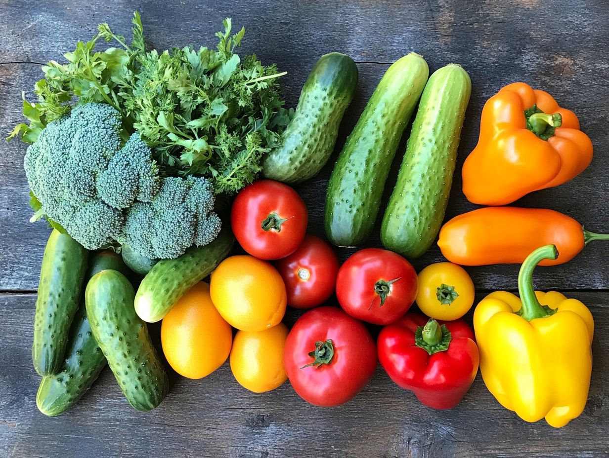 Fresh vegetables displayed in a market, showcasing a variety of options for a healthy diet.