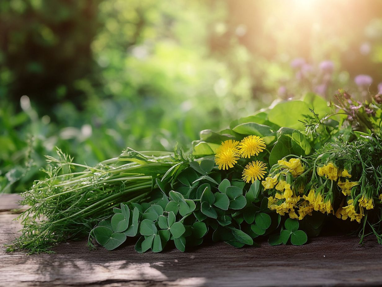 A variety of wild edibles showcasing their nutritional benefits