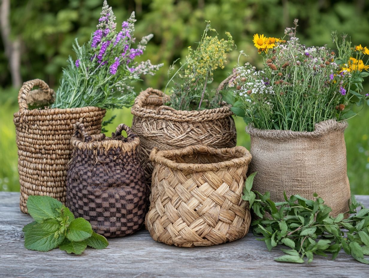 Variety of Natural Materials for Crafting Foraging Baskets