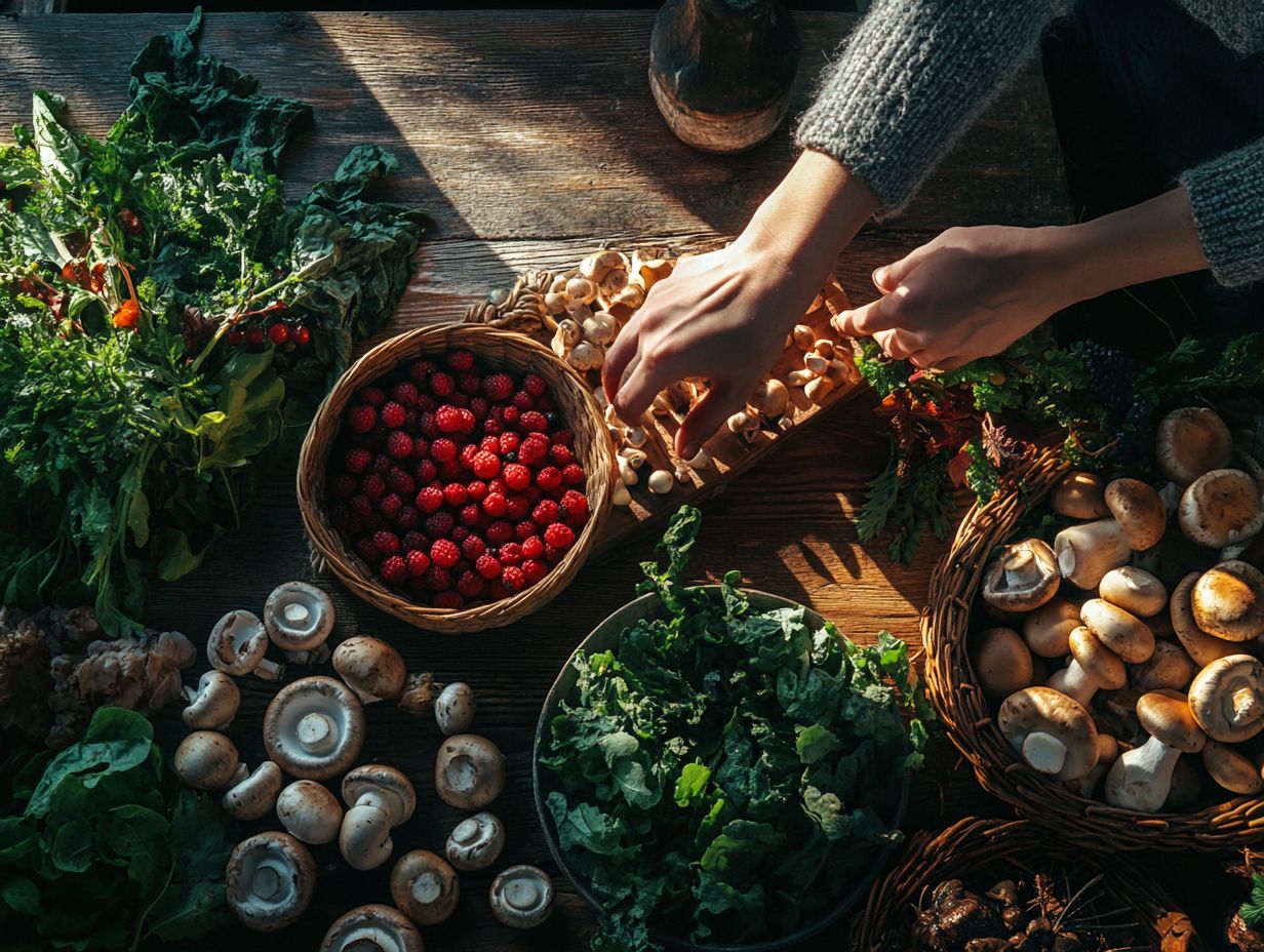 A diverse array of seasonal foraged foods